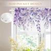 2 Panels Beaded Sheer Valance Curtains for Living Room 52"x18", Spring Eucalyptus Leaves Watercolor Botanical Plant Rustic Purple Leaves Rod Pocket Waterfall Valances for Kitchen/Bathroom/Bedroom view 3