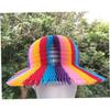 PRETYZOOM 4pcs Foldable Rainbow Vase Hat One Size Fits All Comfortable Paper Cap for Parties Random Color view 3