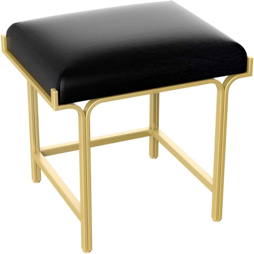 GRDDBZA Vanity Bench with Padded Cushion, Vanity Chair Vanity Chair Dressing Stool Modern Leather Stool Living Room Sofa Stool Dressing Stool Square Stool Changing Shoe Stool Makeup Chair(Black)