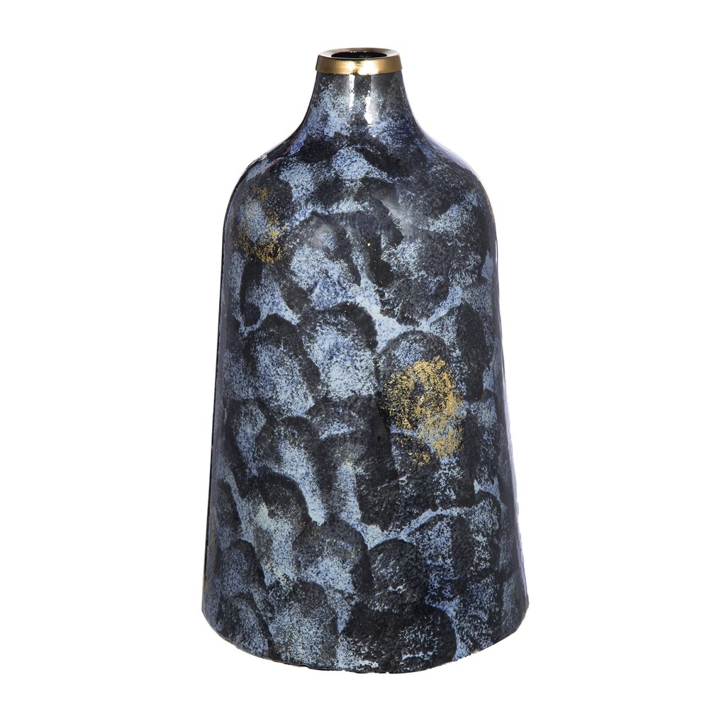 A&B Home Glass Flower Vase with Blue and Gold Finish, Centerpiece Display, Home Decor for Living Room Bedroom Dining Room Foyer, 12 inches