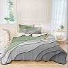 TocaHome Summer Quilts Twin XL Size, Lightweight Quilted Coverlet Sage Green and Gray Gradient Stripes Comforter Set for Bed, All Season Bedspreads Soft Quilt Bedding with 2 Pillowcases 68x98 Inch view 3