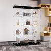 Henf Glass Display Cabinet with 4 Shelves&Wheels,Extra Large Double Doors Curio Cabinets with Lock Floor Standing Display Case Display Case for Living Room,47.71" W x 14.37" D x 66.53" H,Black view 3