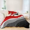 Summer Quilts Full Size, Lightweight Quilted Coverlet Red and Black Gradient Modern Comforter Set for Bed, All Season Bedspreads Geometric Abstract Soft Quilt Bedding with 2 Pillowcases 78x90 Inch view 3