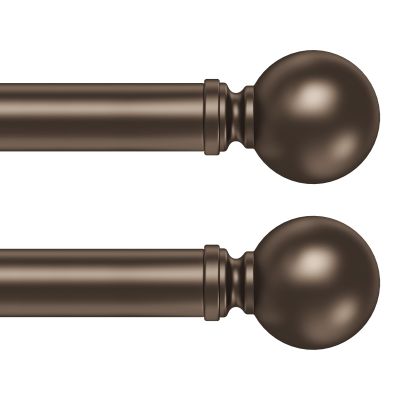 HeiDear 2 Pack Curtain Rods for Windows 30 to 45 Inches, 5/8" Bronze Metal Curtain Rod, Adjustable Single Window Rods for Bedroom, Living Room, Kitchen, Office