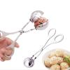 ZMQJEQANBG Ball Maker Ice Tongs,Meat Baller Tongs, Stainless Steel Meat Baller Tongs Non-Stick Tongs Cake Meatball Maker Ice Cream Baller Tool Scoops(L) view 2
