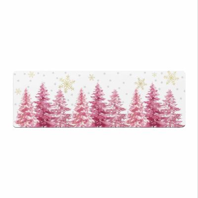 Snowflake Tree Bath Mat for Tub Non Slip Bathroom Floor Runner Rug Quick Dry & Absorbent Diatomaceous Earth Shower Sink Bedroom Kitchen Doormat 16"x47" Blush Pink Christmas Golden Romantic Art