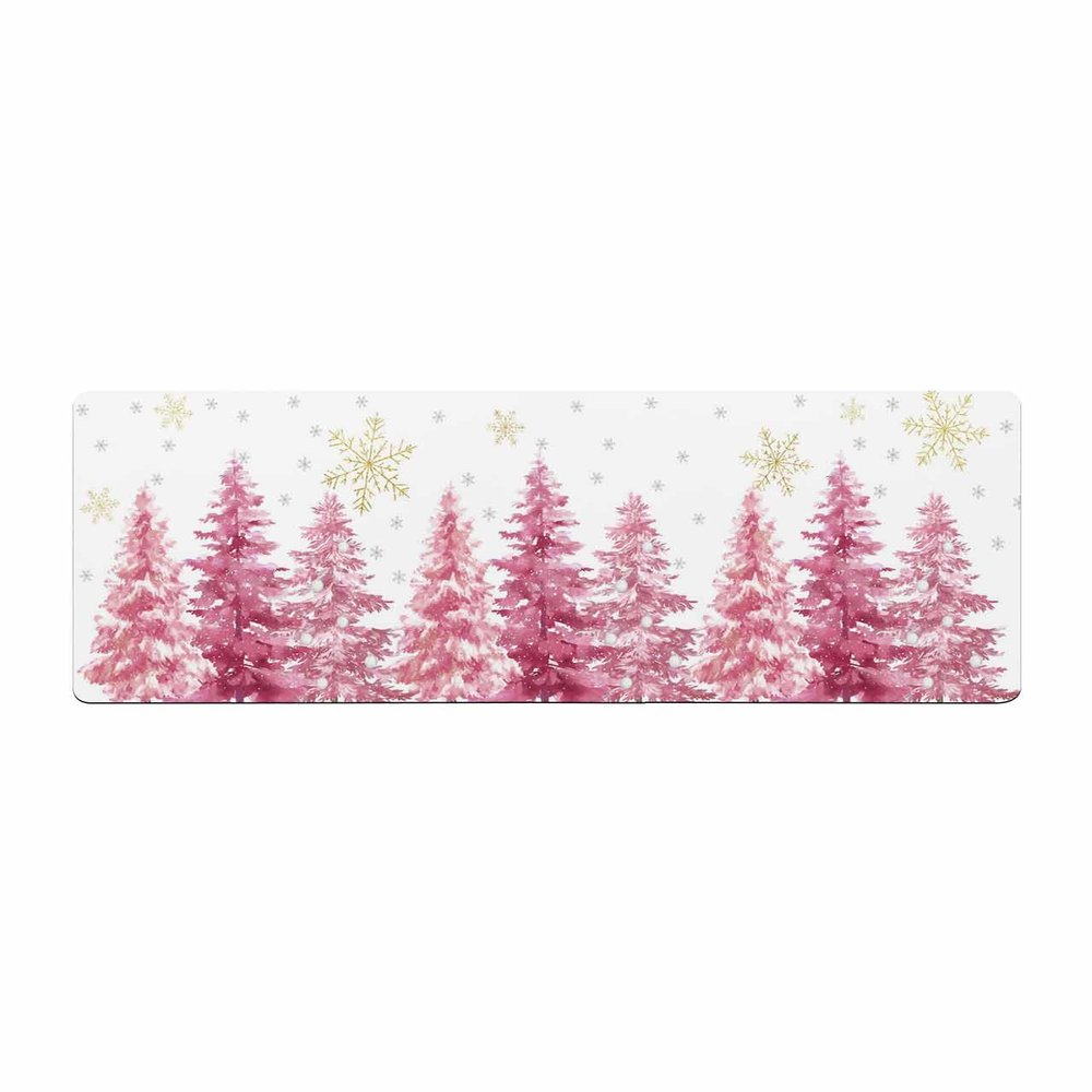 Snowflake Tree Bath Mat for Tub Non Slip Bathroom Floor Runner Rug Quick Dry & Absorbent Diatomaceous Earth Shower Sink Bedroom Kitchen Doormat 16"x47" Blush Pink Christmas Golden Romantic Art