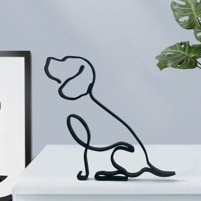 BLOWEST Dog Metal Sculpture Art, Dog Minimalist Decor, Abstract Metal Line Crafts, Creative Statue Ornament, Wall Art Decoration for Home, Office, Desktop, Gifts (Beagle)