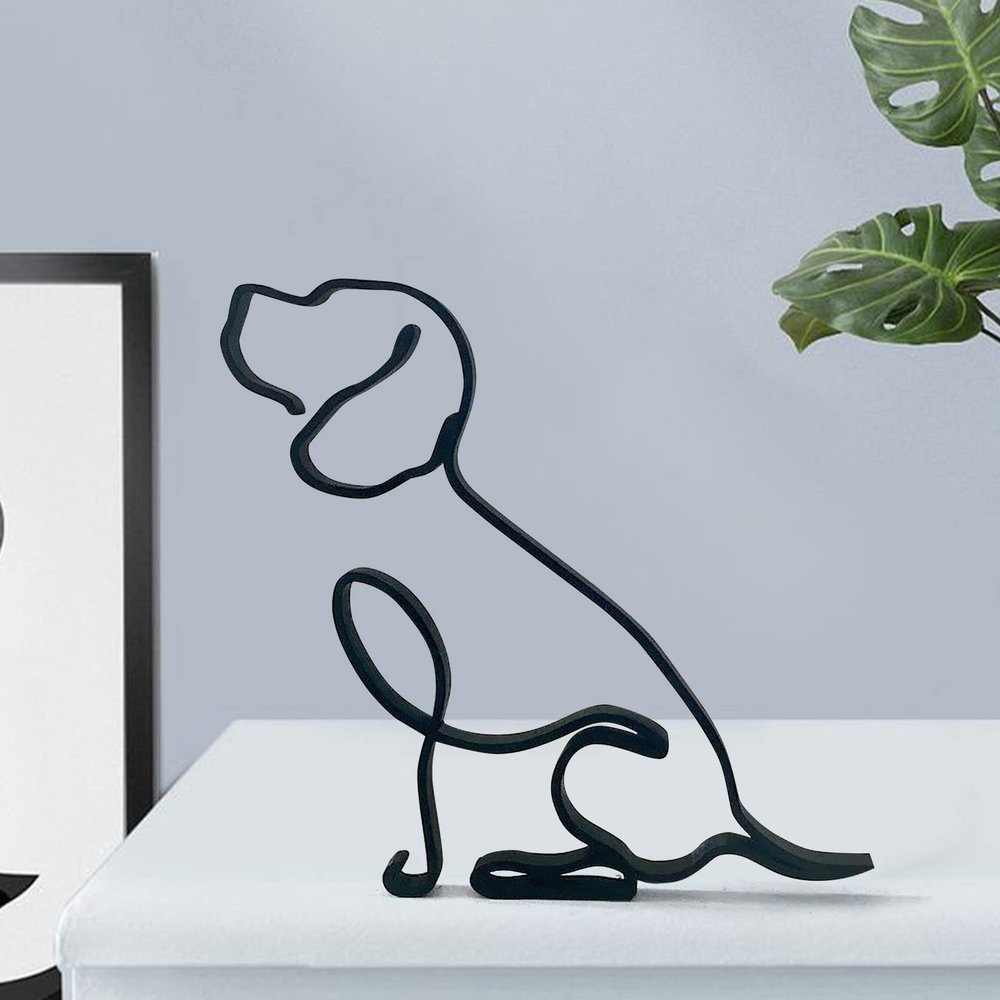 BLOWEST Dog Metal Sculpture Art, Dog Minimalist Decor, Abstract Metal Line Crafts, Creative Statue Ornament, Wall Art Decoration for Home, Office, Desktop, Gifts (Beagle)