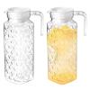 2 Pack Clear Plastic Pitcher with Lid, 1.1l Small Plastic Water Pitcher, Bpa-Free Water Pitcher, Fridge Pitcher, Water Jar Plastic, Tea Pitcher for Iced Tea, Lemonade, Juice, Coffee, Milk(Diamond Pot) view 1