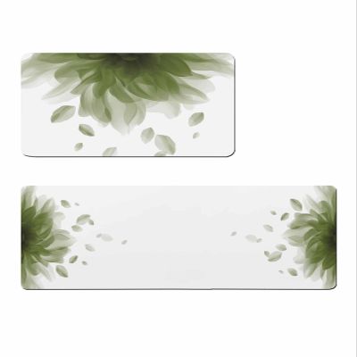 Gradient Sage Green Bath Mat for Tub Non Slip Bathroom Floor Runner Rug Quick Dry & Absorbent Diatomaceous Earth Shower Sink Bedroom Kitchen Washable Doormat 20x32+20x47 Minimalist Geometric Solid Art