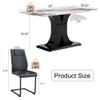 Btikita Modern Dining Table Set for 6, Glass Kitchen Table Chairs Set, 63'' Faux Marble Kitchen Table with 6 PU Leather Upholstered Chair for Dining Room (Black-B, 1 White Table + 6 Chair) view 4