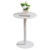 Bistro Table Round Pub Bar Table 28.3Inch Height Standing Circular Cocktail Table with Metal Base, Restaurant Bistro Table, Living Room End Table Small Side Table, White (Size:40x40x62cm) view 1