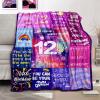 12th Birthday Gifts for Girls - Crown Throw Blanket, Soft Flannel, 60"x50" view 1