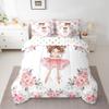 7 Piece Ballet Bed in a Bag Queen for Girls Kids Ballerina Design Sheet Set Cute Little Dancers Bedding Comforter Rose Flower Bed Sets Girly Love Gymnastics Modern Trendy Pink White Cushion Covers view 1