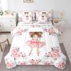 7 Piece Ballet Bed in a Bag Queen for Girls Kids Ballerina Design Sheet Set Cute Little Dancers Bedding Comforter Rose Flower Bed Sets Girly Love Gymnastics Modern Trendy Pink White Cushion Covers view 3