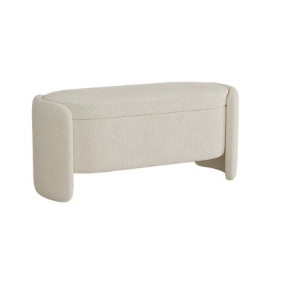 RENEESME Foot Stool for Bed Storage Bench Modern Entryway Bench End of Bed Bench Ottoman Upholstered Bedroom Benches, White Bed Step Stools for High Beds(100 * 40 * 42cm)