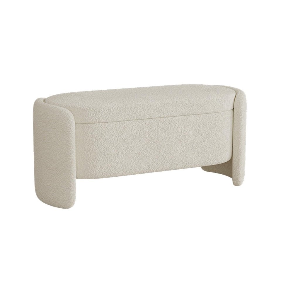 RENEESME Foot Stool for Bed Storage Bench Modern Entryway Bench End of Bed Bench Ottoman Upholstered Bedroom Benches, White Bed Step Stools for High Beds(100 * 40 * 42cm)
