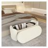RENEESME Foot Stool for Bed Storage Bench Modern Entryway Bench End of Bed Bench Ottoman Upholstered Bedroom Benches, White Bed Step Stools for High Beds(100 * 40 * 42cm) view 2