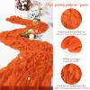 24 Packs Orange Cheesecloth Table Runner,10ft Rustic Gauze Boho Wedding Table Runner Decoration, Wedding Table Decor Sheer Table Runner for Wedding Party Bridal Shower Table view 3