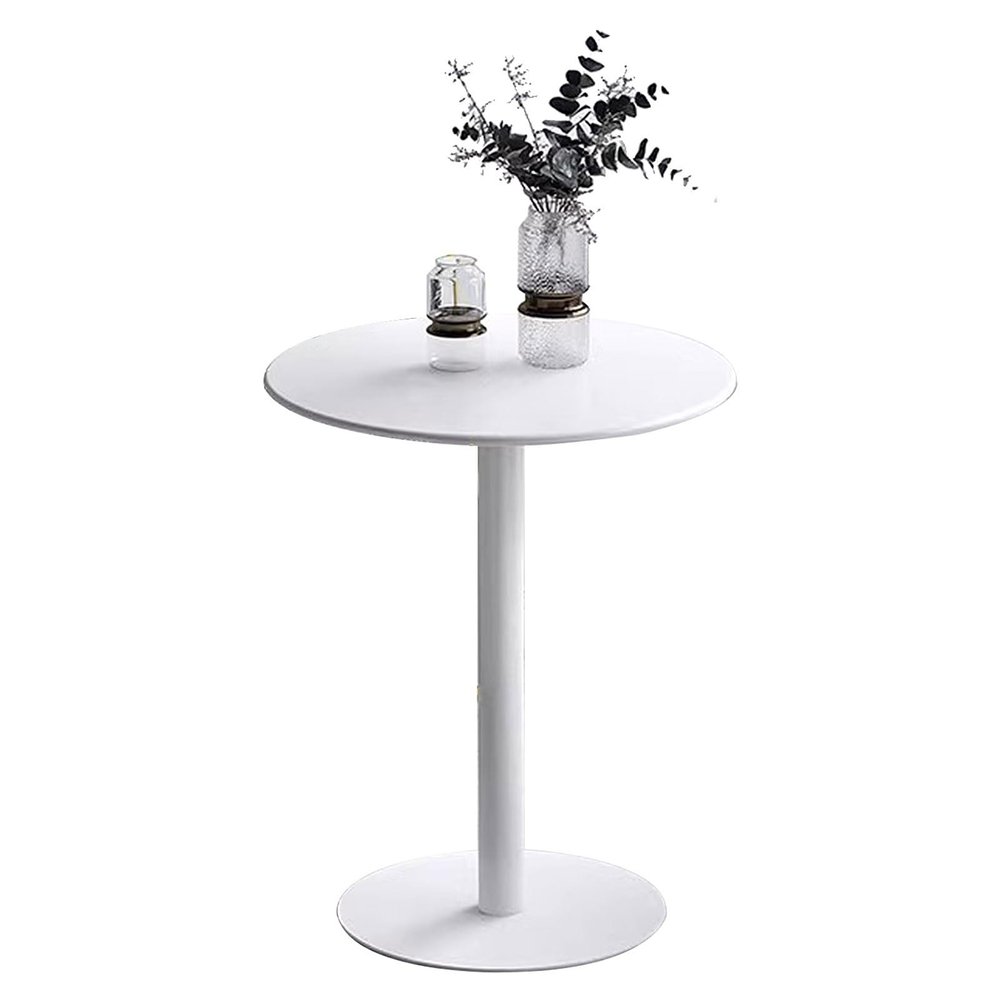 Bistro Table Round Bar Table, Modern Pub Table with Large Metal Base, Sofa Side Table Freestanding Breakfast Desk for Living Room Dining Room Kitchen Pub Counter (Size:48x48x72cm)