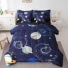 7 Piece Galaxy Bed in a Bag Queen for Girls Boys Outer Space Sheet Set,Universe Themed Bedding Set with Comforter for Teens Kids Galaxy Theme Fitted Sheet,Solar System Planet Print Cushion Covers Blue view 3