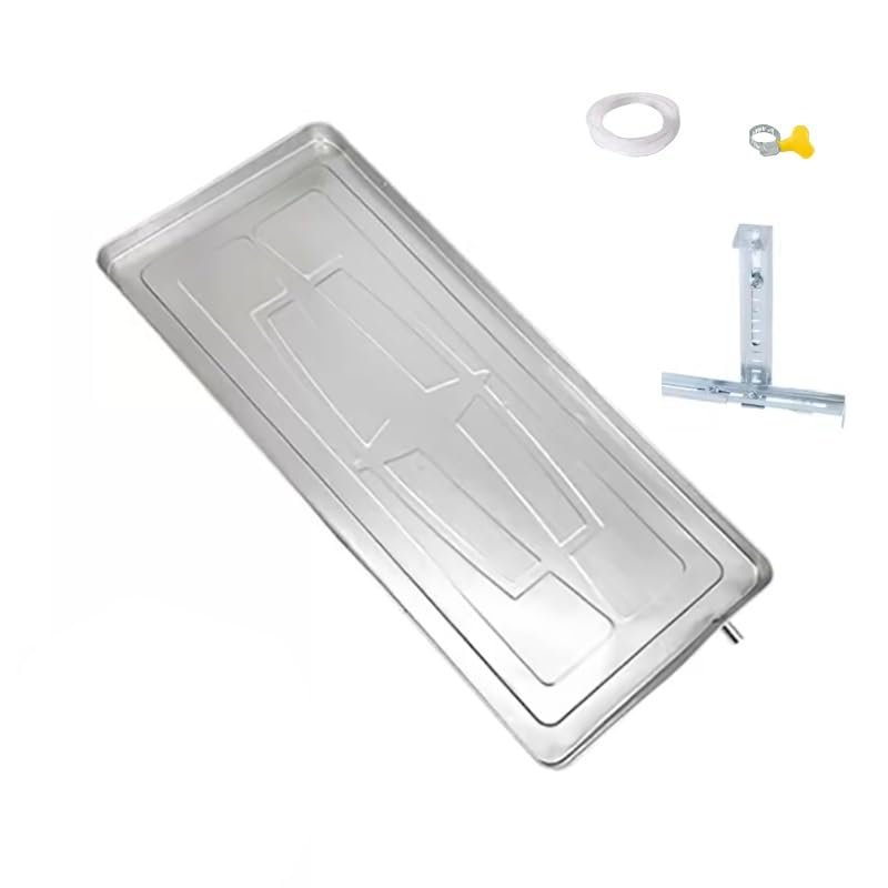 JANJANGUO Air Conditioner drip pan,Stainless Steel Air Conditioning Drip Tray, Drainage Tray with Bracket, Drainage Accessory Kit, Hopper Drip Tray with Condensation Drain Pipe(84 * 38 * 3cm)