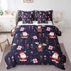 7 Piece Santa Claus Bed in a Bag King for Boys Girls Kids Christmas Sheet Set Christmas Themed Bedding Comforter Christmas Elk Decor Bed Sets Happy New Year Winter Themed Cushion Covers Blue view 3