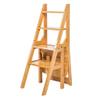 4-Steps Stool Foldable Ladders Portable Household Wooden Stair Chair Library Multi-Purpose Stepladder Plant Racks-330 Lb Capacity view 1
