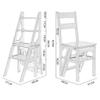 4-Steps Stool Foldable Ladders Portable Household Wooden Stair Chair Library Multi-Purpose Stepladder Plant Racks-330 Lb Capacity view 2
