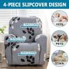 ZYANLING Arm Chair Cover Protector with Side Pockets 4/6/8-Pieces Stretch Sofa Covers for 1/2/3 Seat Reclining Couch Slipcoves Furniture Protector with Elastic Bottom Fitted Soft Washable view 3