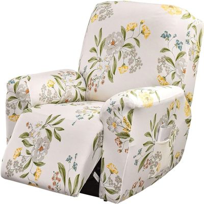 ZYANLING Recliner Chair Covers Lazy Boy Non Slip Recliner Covers Chair Protector Slipcover 1 Seat Stretch Printed Furniture Protector with Side Pocket Anti-Slip Fitted Recliner Cover