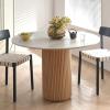 Pine Wood Round Dining Table,Farmhouse Kitchen & Dining Room Tables,Wooden Pedestal Table Leisure Coffee Table,Modern Dining Room Table for 2,4(31.5" L x 31.5" W x 29.5" H, White) view 1