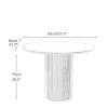 Pine Wood Round Dining Table,Farmhouse Kitchen & Dining Room Tables,Wooden Pedestal Table Leisure Coffee Table,Modern Dining Room Table for 2,4(31.5" L x 31.5" W x 29.5" H, White) view 2