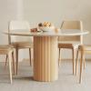 Pine Wood Round Dining Table,Farmhouse Kitchen & Dining Room Tables,Wooden Pedestal Table Leisure Coffee Table,Modern Dining Room Table for 2,4(31.5" L x 31.5" W x 29.5" H, White) view 4