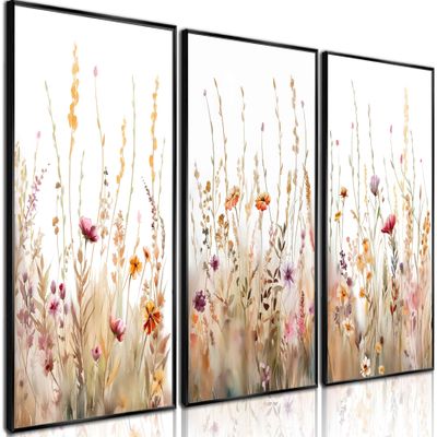 3Pcs Nursery Botanical Floral Wall Art Boho Wildflower watercolor Bouquet Canvas Wall Decor Pictures Forest Flower Posters Prints for Living Room Classroom Baby Bedroom Decoration Unframed