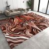 Abstract Art Area Rugs for Living Room, Fashion Brown Irregular Fluid Indoor Rug, Non Slip Dirty Resistant Low Pile Washable Runner Mat for Living Room Bedroom Entryway Hallway Office Kitchen 4x5ft view 1
