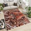Abstract Art Area Rugs for Living Room, Fashion Brown Irregular Fluid Indoor Rug, Non Slip Dirty Resistant Low Pile Washable Runner Mat for Living Room Bedroom Entryway Hallway Office Kitchen 4x5ft view 2