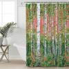 Pinroote Green Pink Botanical Shower Curtain, Stall Shower Curtains for Bathroom/Bathtub, Contemporary Abstract Art Waterproof Fabric Shower Curtain Set with 12 Hooks, Standard 72" x 72" view 1