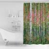 Pinroote Green Pink Botanical Shower Curtain, Stall Shower Curtains for Bathroom/Bathtub, Contemporary Abstract Art Waterproof Fabric Shower Curtain Set with 12 Hooks, Standard 72" x 72" view 3