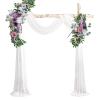 POTRUWE Peony Wedding Arch Flowers Swag Arch Set of 2, White Sheer Draping Fabric Artificial Rose Swag Floral Arrangement for Wedding, Arbor, Arch, Wedding Ceremony Decor view 1