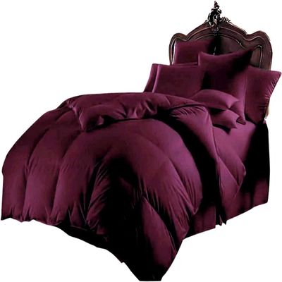 Kanak Bedding 100% Cotton, 600 Thead Count, 3pc 300GSM Comforter Set with Pillowcases Size Wine Olympic Queen