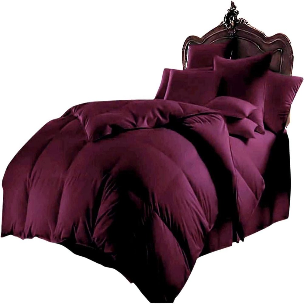 Kanak Bedding 100% Cotton, 600 Thead Count, 3pc 300GSM Comforter Set with Pillowcases Size Wine Olympic Queen