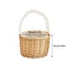 BEIJIALY 2 pcs Wicker Wedding Flower Girl Baskets, Pearl Handle Flower Girl Basket for Weddings, Woven Rattan Storage Basket, Wedding Petal Basket, Woven Eggs Candy Basket for Decor(Small-Khaki) view 4