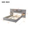 VilroCaz Modern Queen Size Upholstered Platform Bed with Large Ultra-Soft Headboard and Shelf, Velvet Fabric Platform Bed Frame with 2 Bedside Pillows, Sturdy Slat Support (Gray-M, Queen) view 2