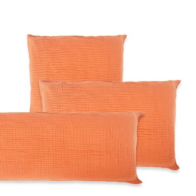 %100 Cotton Orange Pillowcases Set of 2 Standart Size, Breathable Muslin Pillow Covers, Skin-Friendly and Ultra-Soft Pillowcase (Orange, 20x26 inches Standart)
