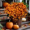 AXYLEX Artificial Fall Flowers Outdoor Fake Mums - 12 Bundles Fake Plants UV Resistant No Fade Faux Plastic Greenery Garden Porch Patio Fall Home Decor(RedOrangeYellow) view 1