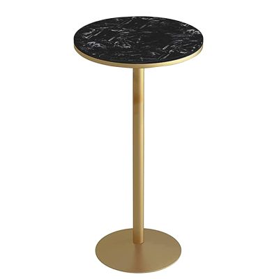 21.6Inch Bar Pub Table Black Round Marble Top with Gold Leg and Base,Dining Table for 2,for Home/Restaurant/Kitchen/Party Bistro Table (Size:55x105cm)