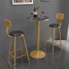 21.6Inch Bar Pub Table Black Round Marble Top with Gold Leg and Base,Dining Table for 2,for Home/Restaurant/Kitchen/Party Bistro Table (Size:55x105cm) view 2