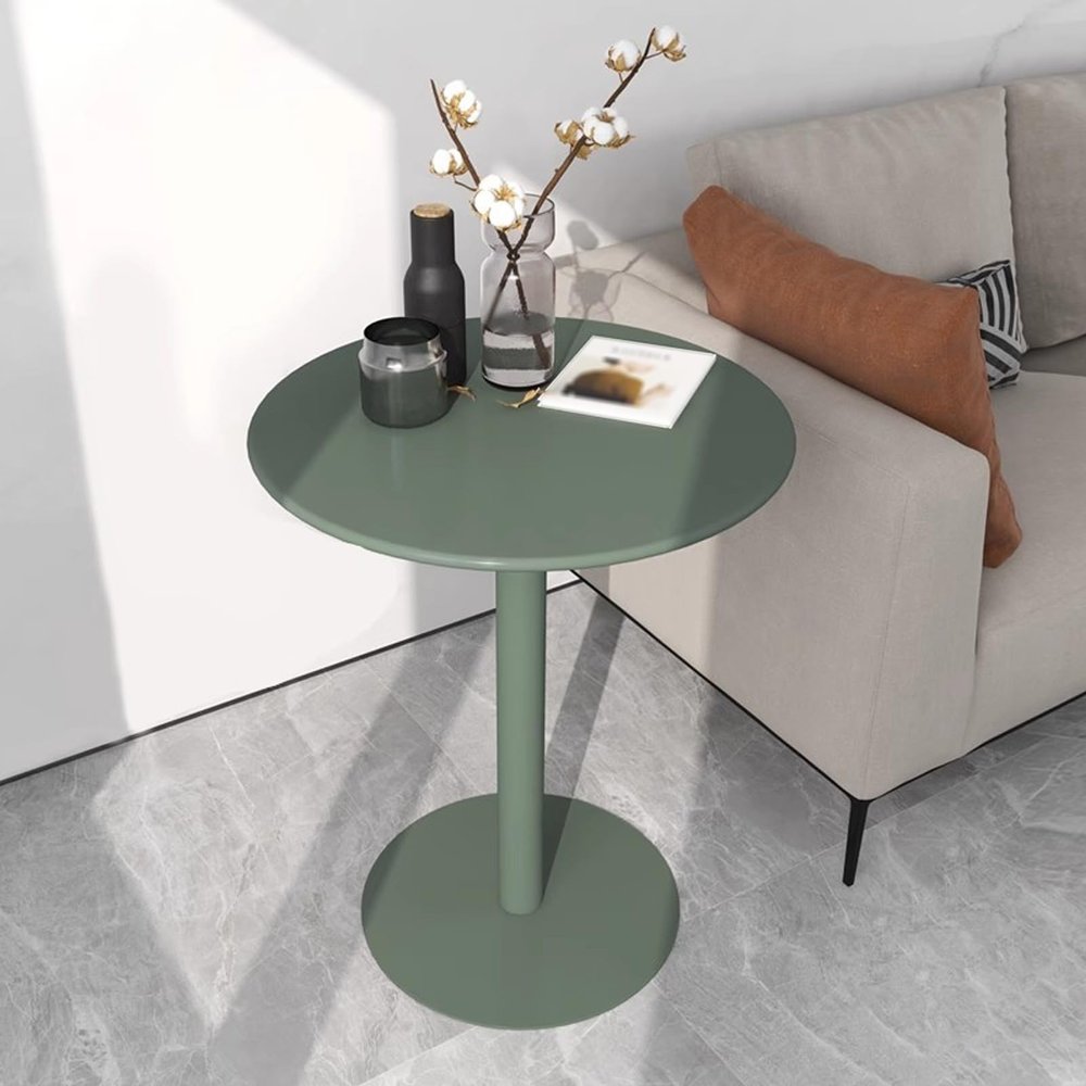 Generic Round Coffee Table,Counter Height Bistro Table Tall Pub Cocktail Table High Top Table,Metal Iron Bars Table Snack Side Table,Easy to Assemble (Size:48x56cm)